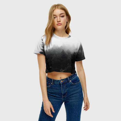 Женская футболка Crop-top 3D Лес, цвет 3D печать - фото 4
