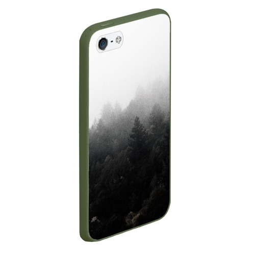 Чехол для iPhone 5/5S матовый Лес, цвет темно-зеленый - фото 3