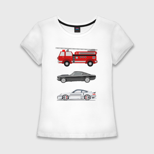 Женская футболка хлопок Slim Автомобили, цвет белый
