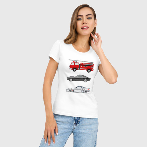 Женская футболка хлопок Slim Автомобили, цвет белый - фото 3
