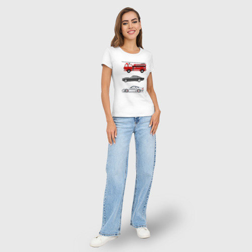 Женская футболка хлопок Slim Автомобили, цвет белый - фото 5