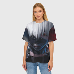 Женская футболка oversize 3D Tokyo ghoul Токийский гуль - фото 2