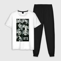 Мужская пижама с белой футболкой хлопок BTS