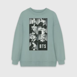 Женский свитшот oversize без начеса хлопок BTS