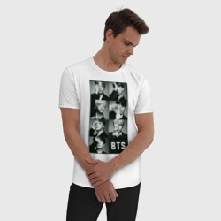 Мужская пижама с белой футболкой хлопок BTS - фото 2