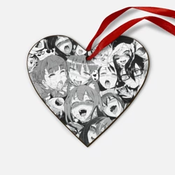 Деревянная игрушка Сердце Ахегао лица