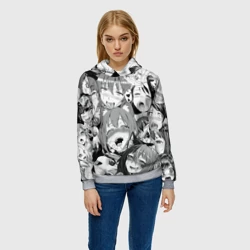 Женская толстовка 3D Ахегао лица - фото 2