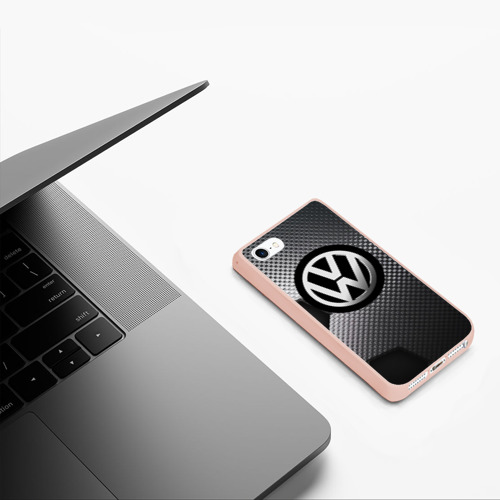 Чехол для iPhone 5/5S матовый Volkswagen, цвет светло-розовый - фото 5