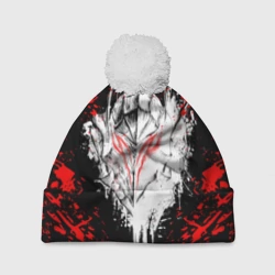 Шапка 3D c помпоном Берсерк маска белая