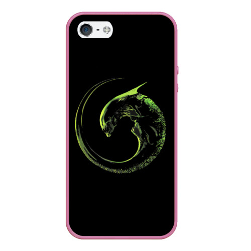 Чехол для iPhone 5/5S матовый Чужой Aliens, цвет малиновый