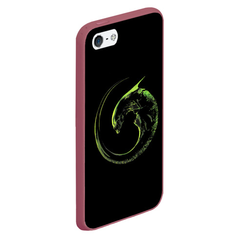 Чехол для iPhone 5/5S матовый Чужой Aliens, цвет малиновый - фото 3