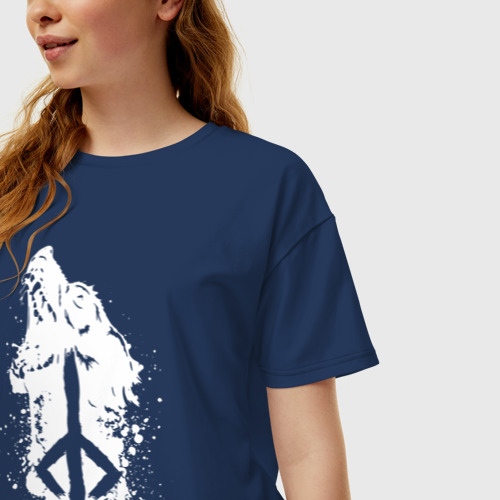 Женская футболка хлопок Oversize Bloodborne, цвет темно-синий - фото 3