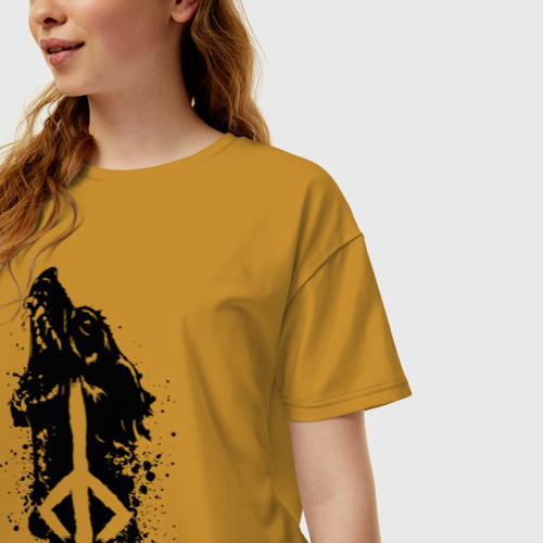Женская футболка хлопок Oversize Bloodborne, цвет горчичный - фото 3