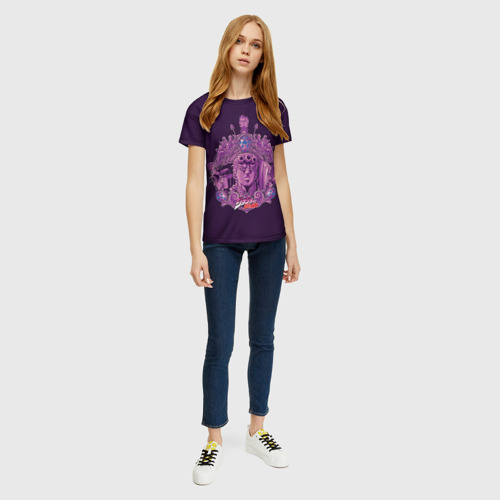 Женская футболка 3D Джоджо фиолетовые герои, цвет 3D печать - фото 5