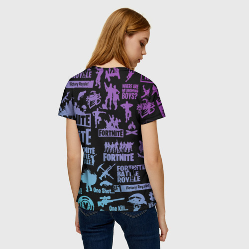 Женская футболка 3D с принтом FORTNITE, вид сзади #2