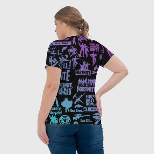 Женская футболка 3D с принтом FORTNITE, вид сзади #2