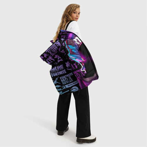 Женская зимняя куртка 3D с принтом FORTNITE, вид сбоку #3