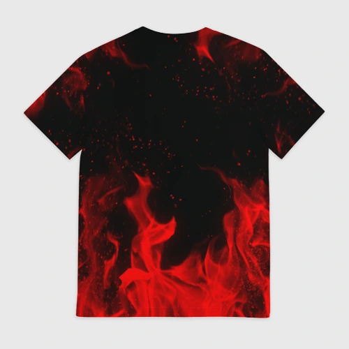 Мужская футболка 3D с принтом Goblin Slayer flame, вид сзади #1