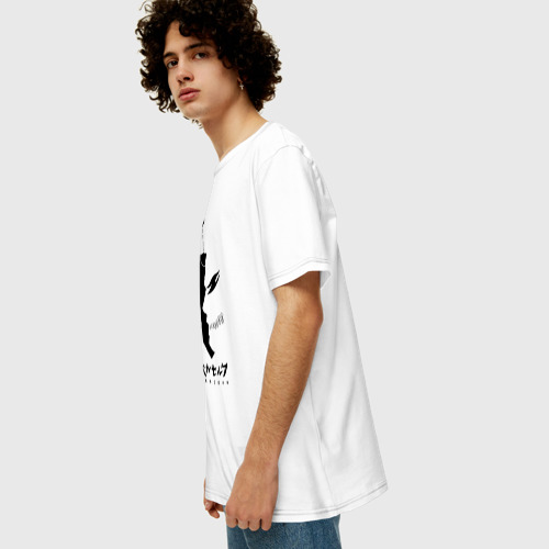 Мужская футболка хлопок Oversize с принтом Берсерк профиль черный, вид сбоку #3