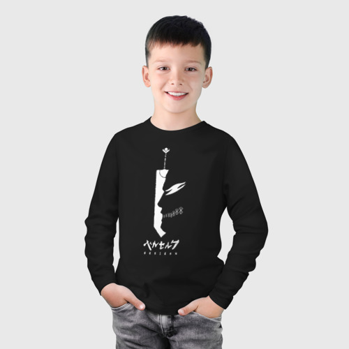 Детский лонгслив хлопок Берсерк профиль белый, цвет черный - фото 3