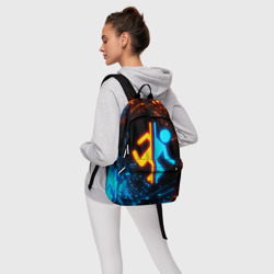 Рюкзак с принтом Portal 2 для любого человека, вид спереди №4. Цвет основы: белый