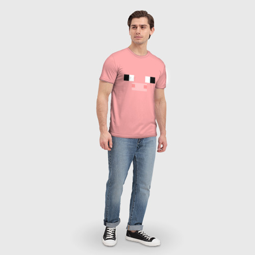 Мужская футболка 3D с принтом Minecraft Pig, вид сбоку #3
