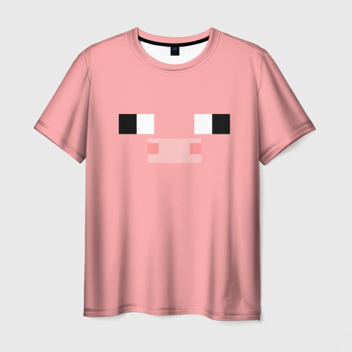 Мужская футболка 3D с принтом Minecraft Pig, вид спереди #2