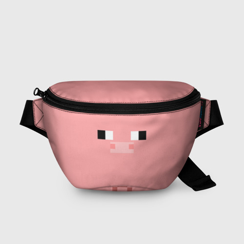 Поясная сумка 3D с принтом Minecraft Pig, вид спереди #2