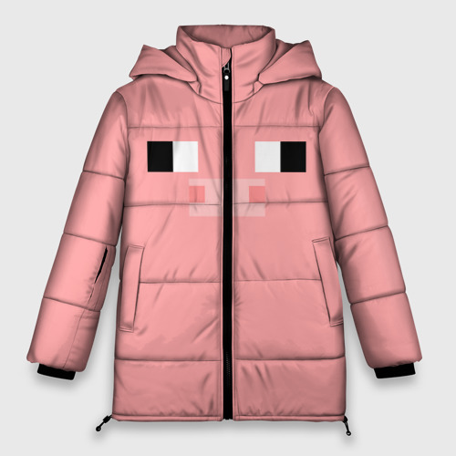Женская зимняя куртка 3D с принтом Minecraft Pig, вид спереди #2