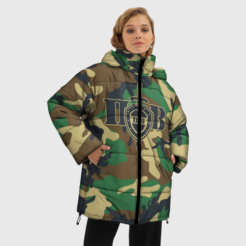 Женская зимняя куртка Oversize Пограничные Войска камуфляж, цвет черный - фото 3