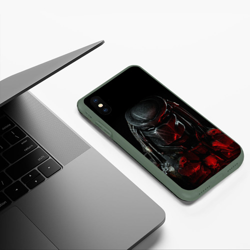 Чехол для iPhone XS Max матовый Predator хищник, цвет темно-зеленый - фото 5