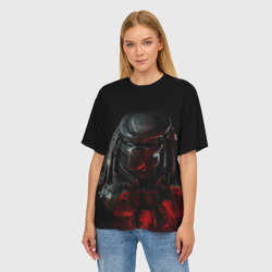 Женская футболка oversize 3D Predator хищник - фото 2