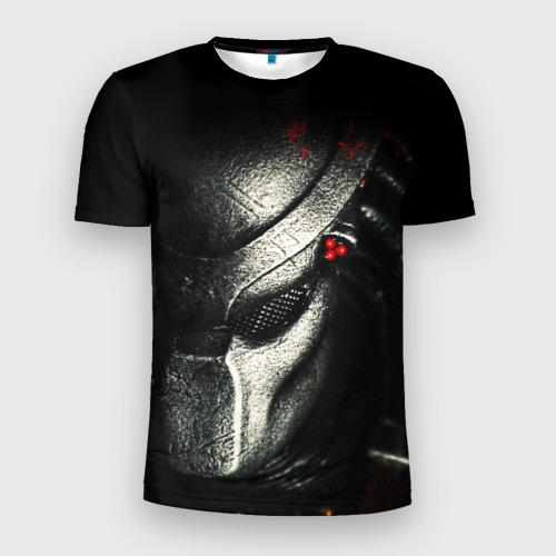 Мужская приталенная футболка с принтом Predator, вид спереди №1