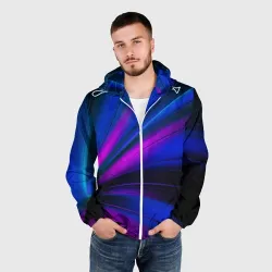 Мужская ветровка 3D Неоновые волны neon stripes - фото 2