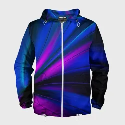 Мужская ветровка 3D Неоновые волны neon stripes