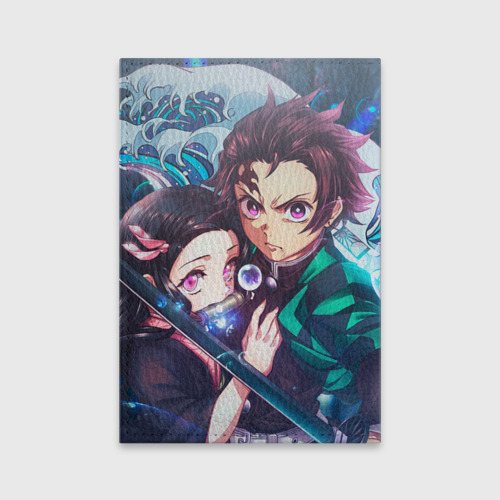 Обложка для паспорта матовая кожа Kimetsu no Yaiba защитник, цвет голубой - фото 2