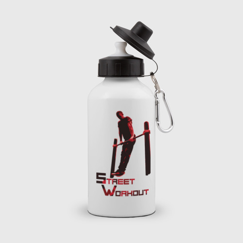 Бутылка спортивная с принтом Street Workout Выход Силой, вид спереди №1
