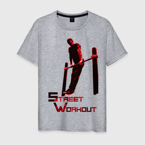Мужская футболка хлопок Street Workout Выход Силой, цвет меланж