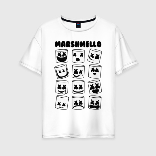 Женская футболка хлопок Oversize Fortnite x Marshmello, цвет белый