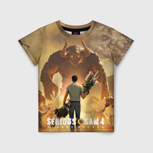Детская футболка с принтом Serious Sam 4, вид спереди №1