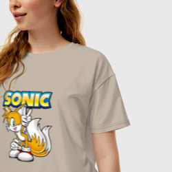 Женская футболка хлопок Oversize Sonic - фото 2