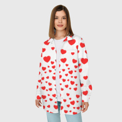Женская рубашка oversize 3D Сердечки - фото 2