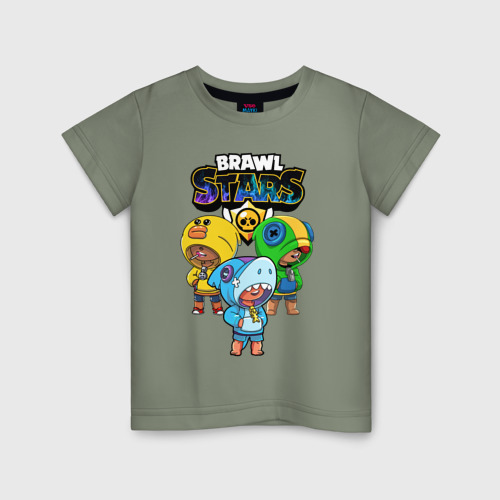 Детская футболка хлопок Brawl Stars Leon Trio, цвет авокадо