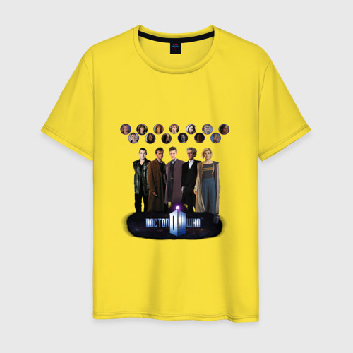 Мужская футболка хлопок Доктор Кто, цвет желтый