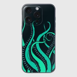 Чехол для iPhone 15 Pro силиконовый с защитой камеры Щупальца осьминога