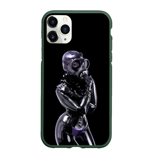 Чехол для iPhone 11 Pro матовый Black latex - erotic girl, цвет темно-зеленый