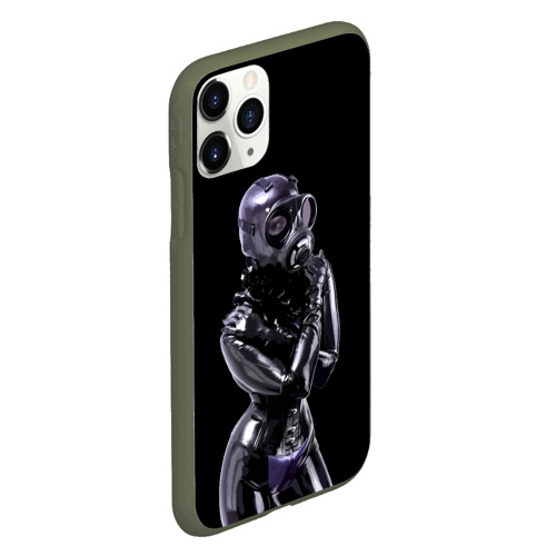 Чехол для iPhone 11 Pro матовый Black latex - erotic girl, цвет темно-зеленый - фото 3