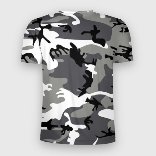 Мужская футболка 3D Slim с принтом Автомобильные войска камуфляж, вид сзади #1