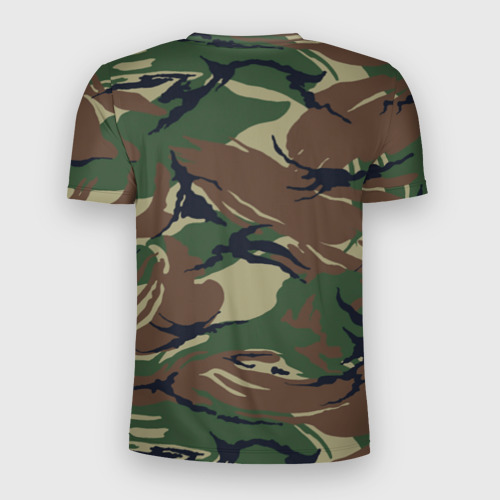 Мужская футболка 3D Slim с принтом Автомобильные войска камуфляж, вид сзади #1