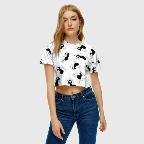 Женская футболка Crop-top 3D Муравьи, цвет 3D печать - фото 3